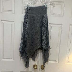 Lola Asymmetric Wool lace belted Stretch waist skirt Gypsy Hippie Boho Witchy‎ M